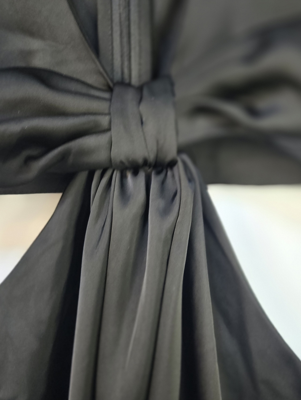Jason Wu Size M Black Satin Cut-out Maxi Dress NWT Front Knot Detail V- Neckline - Picture 6 of 10